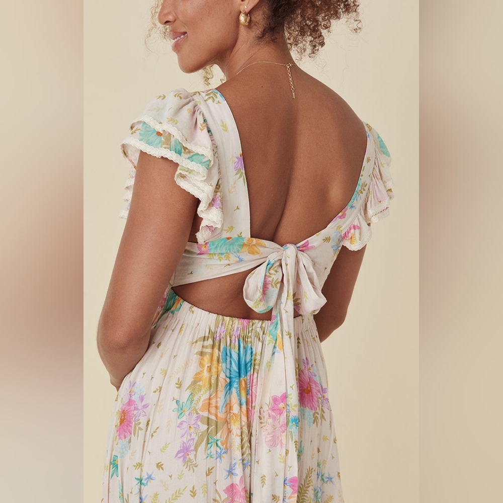 SPELL Lei Lei Frill Gown in Cream Floral - Picture 3 of 16